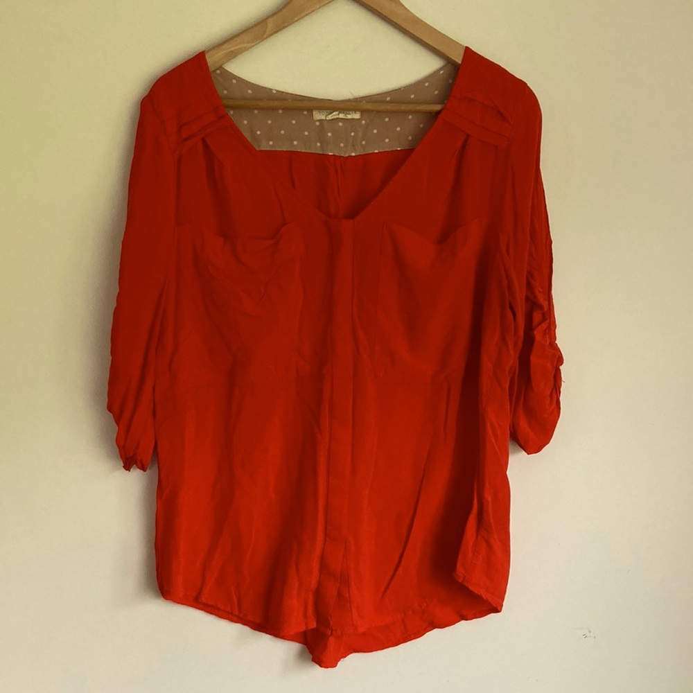 Anthropologie Vibrant Red Scoop Neck Blouse